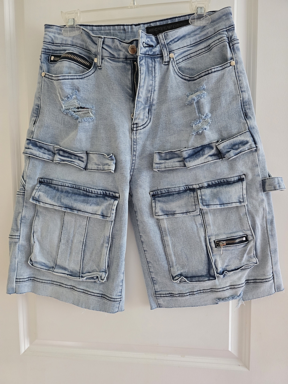 NWOT Rockstar Original Light Blue Men's Cargo Denim Shorts